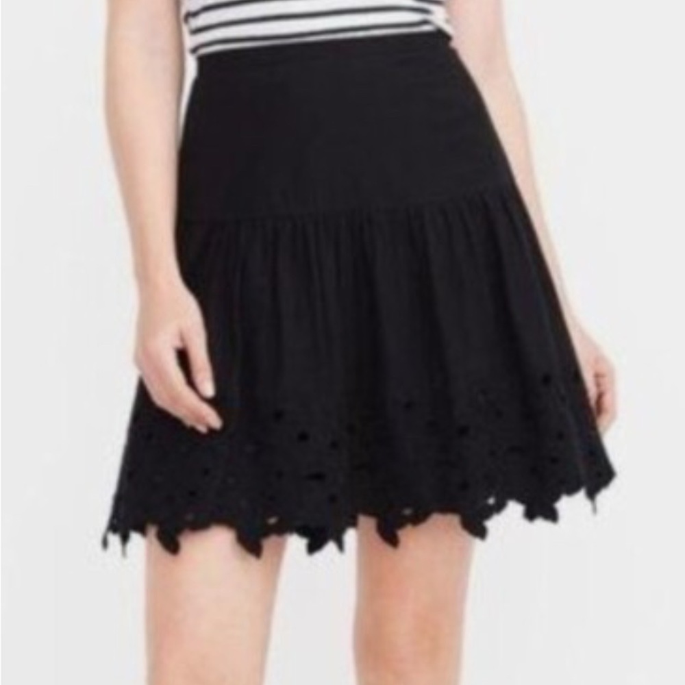 J.Crew Black Eyelet Floral Mini Skirt NWOT Size 8
